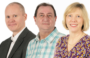 Dstl STEM Returners: Giles Moore, Tom Shuttleworth and Ann Stanhope