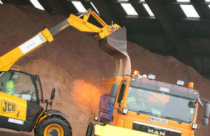 Gritter being loaded with salt