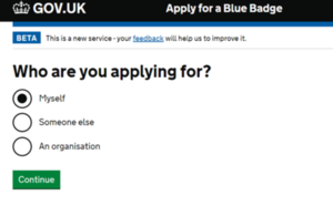 Blue Badge online system.