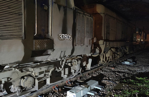 The derailed locomotive
