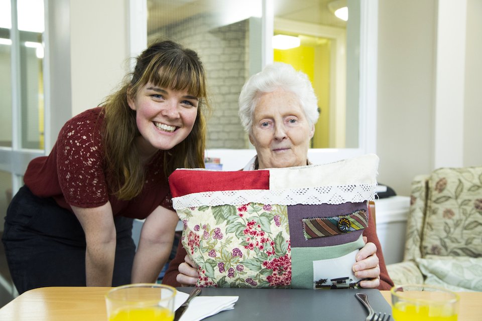 Angela McCauley with Joan and her MemoryKeeper.