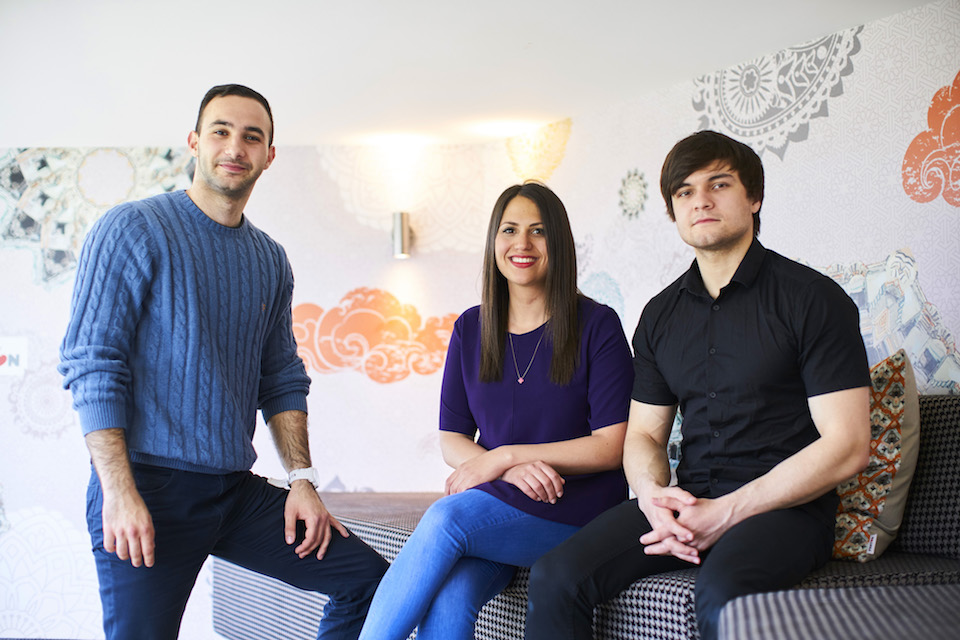 Tawfiq Abu-Khajil, Rawan Abu Ishira, Amur Anzorov, co-founders of Halalivery.