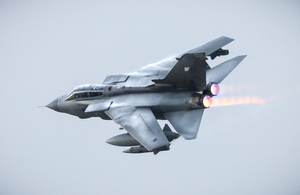 The last RAF Tornado to take off on Op Shader, bringing an end to four and a half years on this operation.