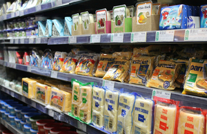 A selection of pre-packaged foods in a refrigerator