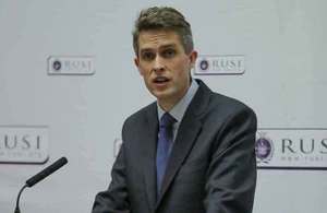 Defence Secretary Gavin Williamson delivered a keynote speech at RUSI. Crown Copyright.