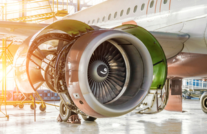 An image of an aircraft engine under maintenance.