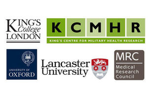 Logos, Copyright kings College London, KCMHR, University of Oxford, Lancaster University and the Medical Research Council.