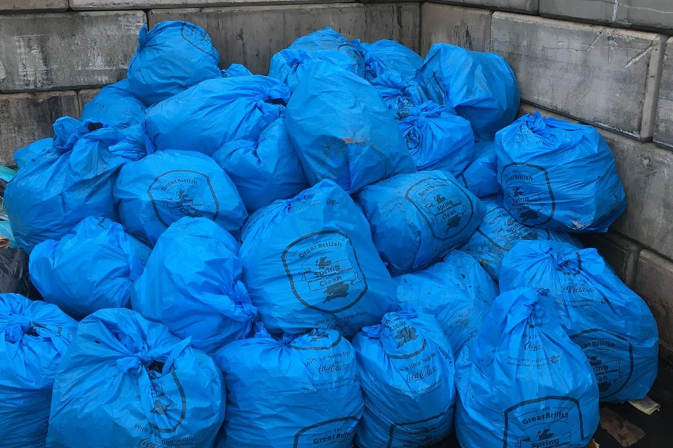 Bags of litter collected on the network