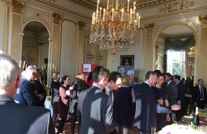 Guests networking at the Wales-France Business Forum launch in the British embassy in Paris