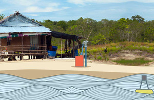 WaveTap in the ocean with fresh tap water arriving on the Pacific Island