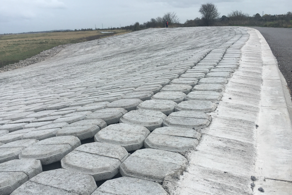A series of blocks built like a pavement to reduce the risk of flooding to the coastal community of Stolford