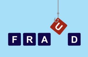 Image of a hook pulling the letter 'u' from the word fraud