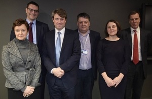 Photograph of SLC CEO, Paula Sussex and members of the Executive Leadership Team with Chris Skidmore, Minister of State for Universities, Science, Research and Innovation