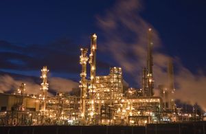 UK Oil Refinery illuminated at night