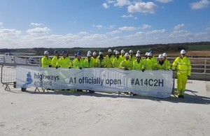 A1/A14 workers at the opening of the A1 section