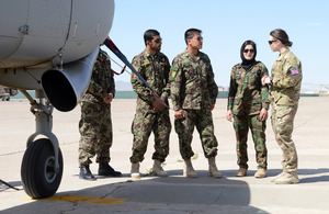 Flight Lieutenant Genevieve Rolleston-Smith mentors a group of Afghan Air Force recruits [Picture: Sergeant Barry Pope, Crown copyright 2013]