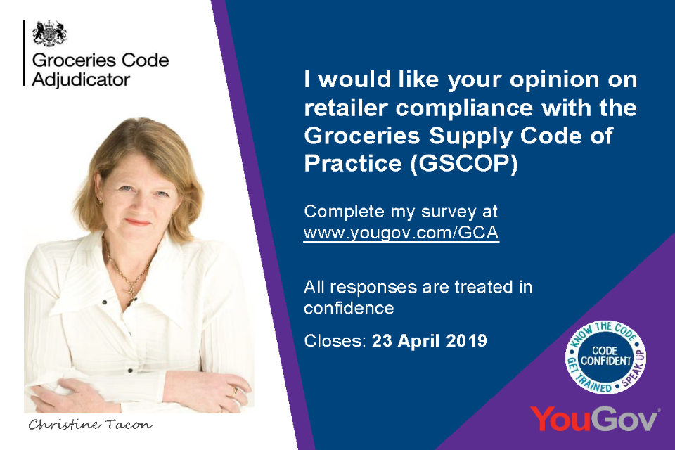 2019 GCA Groceries sector survey. Open until 23 April.