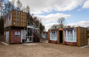 3 buildings at Whinny Hill training area constructed from purpose built interchangeable storage containers.