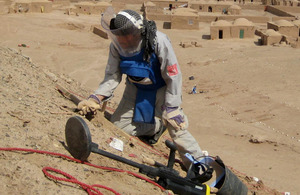 A HALO de-mining technician at work in Herat Province, Afghanistan. Picture: The HALO Trust