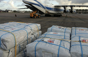 Image of UK aid being delivered by aircraft