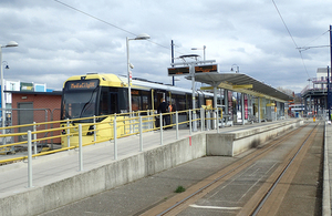 A Manchester Metrolink tram at Ashton-under-Lyne