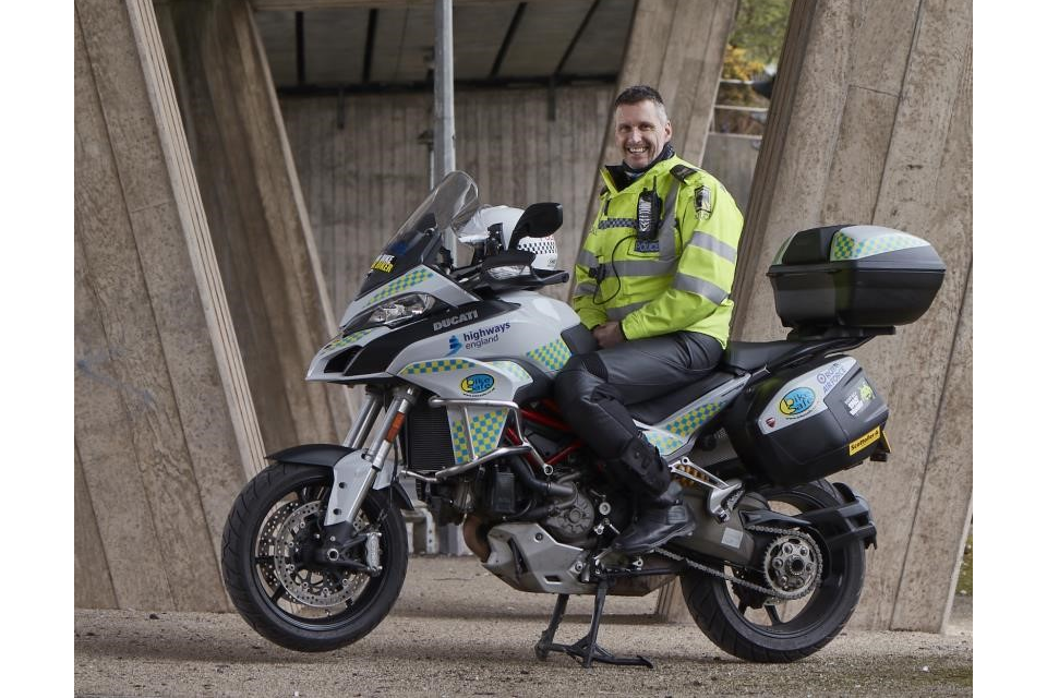 Sgt Rob Gilligan of Central Motorway Police Group on a BikeSafe Ducati