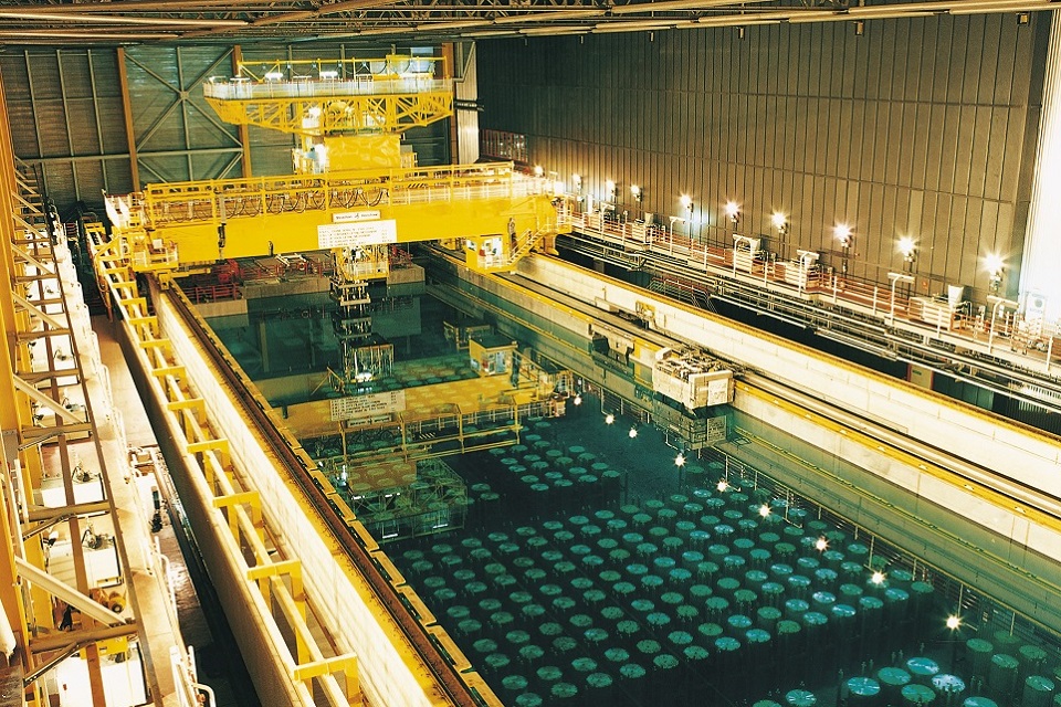 Spent fuel canisters stored under water at Sellafield