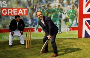 The British High Commissioner,Thomas Drew playing cricket with the Pakistan cricket team