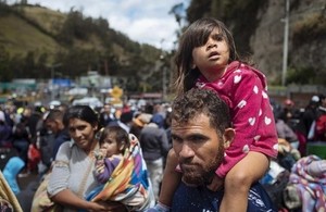 Venezuelans at the Ecuadorian border with Colombia, August 2018. Picture: UNICEF