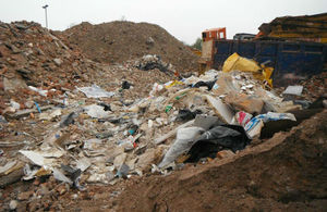 Mounds of rubbish at the waste site