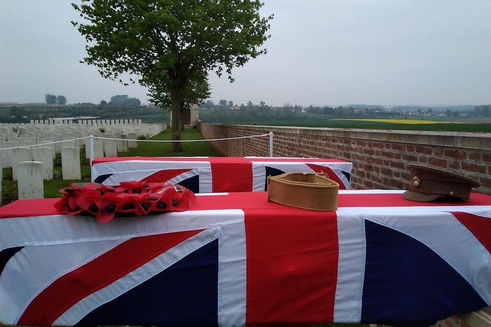 The coffins awaiting burial, Crown Copyright, All rights reserved