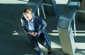 Image of person passing through security gate