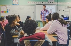 Children being taught in a classroom