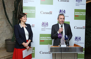 British ambassador to Lebanon Chris Rampling and Canadian Ambassador Emmanuelle Lamoureux
