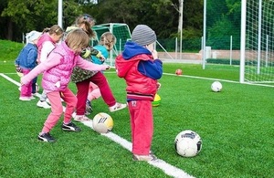 Children playing football