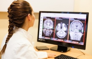 Doctor analysing MRI of brain scan