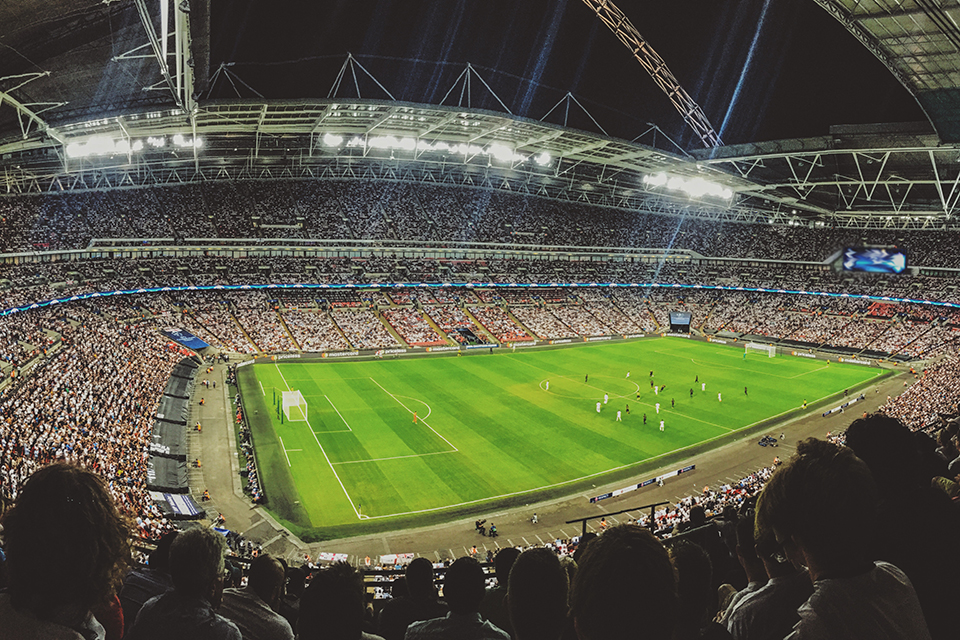 Inside Wembley stadium during night time game