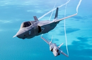 A pair of F-35B's take part in some formation flying over the east coast of England.