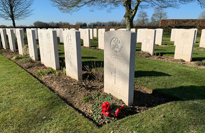 Headstones at the Commonwealth War Graves Commission's cemetery in Bayeux.