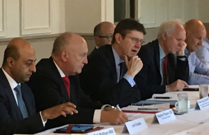 Greg Clark at a meeting of the British Steel Support Group.