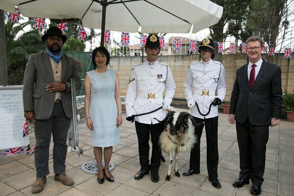 The Lincolnshire Poacher and mascot of the 2nd Battalion the Royal Anglian regiment