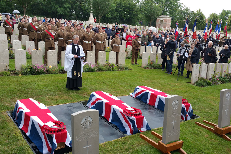 The burial service for the three soldiers, Crown Copyright, All rights reserved