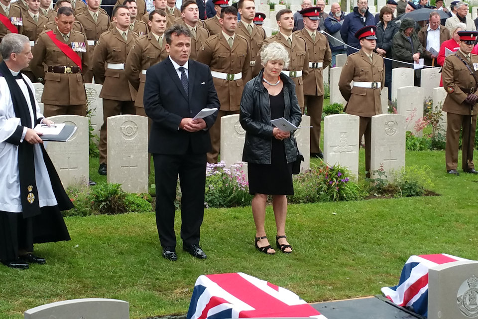 Great nephew Paul Mead and niece Margot Bains conduct a reading, Crown Copyright, All rights reserved