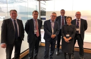 Photograph of Jonathan Slater with the SLC Chair, Christian Brodie, CEO, Paula Sussex, and members of the Executive Leadership Team