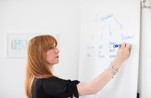 Woman using whiteboard