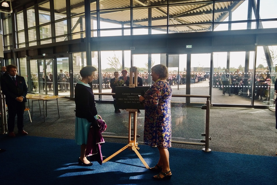 HRH Princess Anne on an official visit to Campus Whitehaven