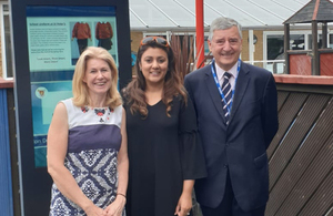Maritime minister Nusrat Ghani MP with Elizabeth Figueiredo, headteacher of St Peter’s London Docks Primary School and Jim Fitzpatrick MP, chairman of the All Party Parliamentary Group for Maritime and Ports.