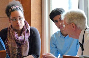 Andrew Stunell talking to young people