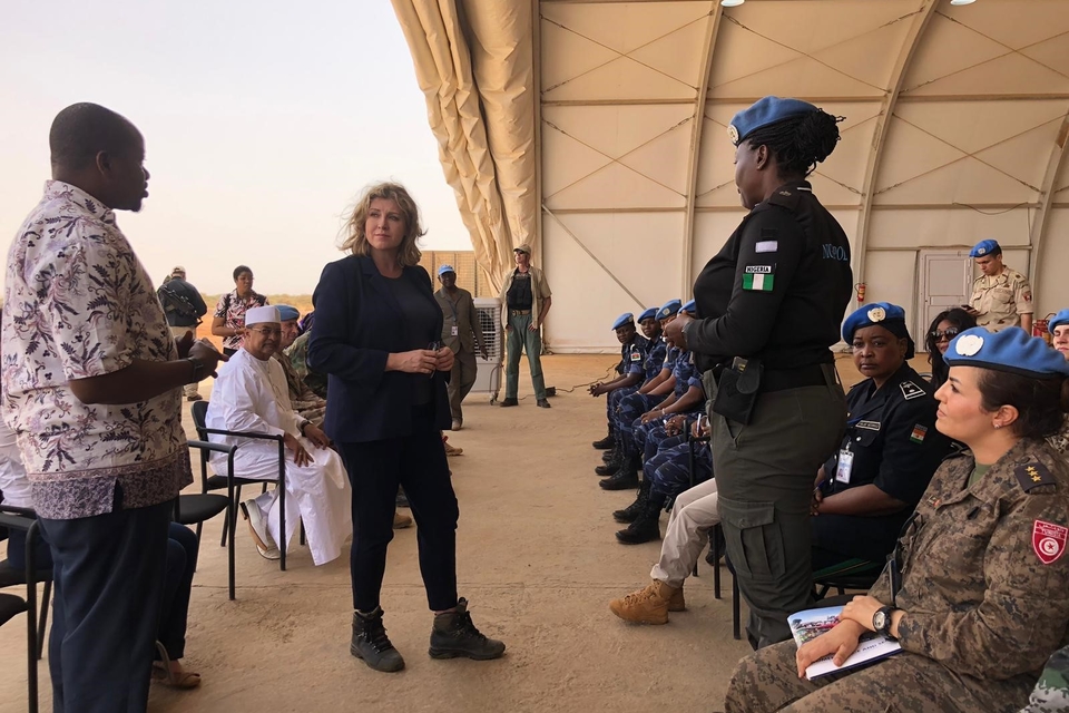 Defence Secretary Penny Mordaunt meeting with female UN Peacekeepers