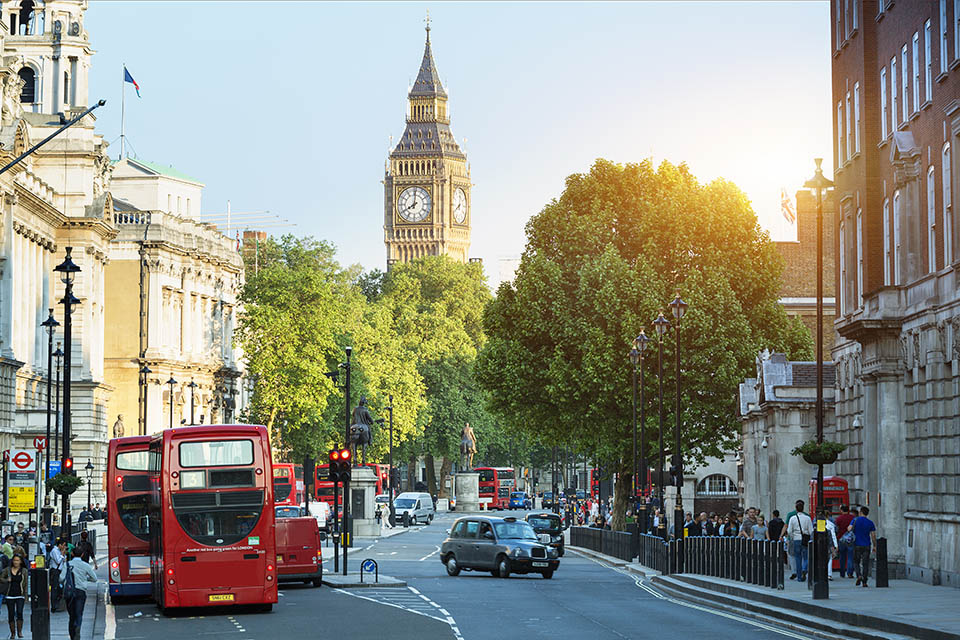 London street with view of Big Ben
